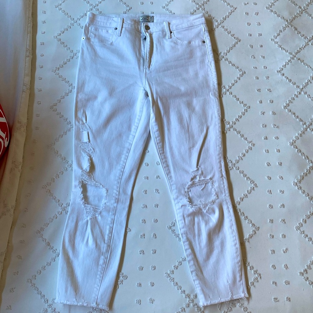 Abercrombie & Fitch Simone High Rise Ankle Jeans, White, 29/8R